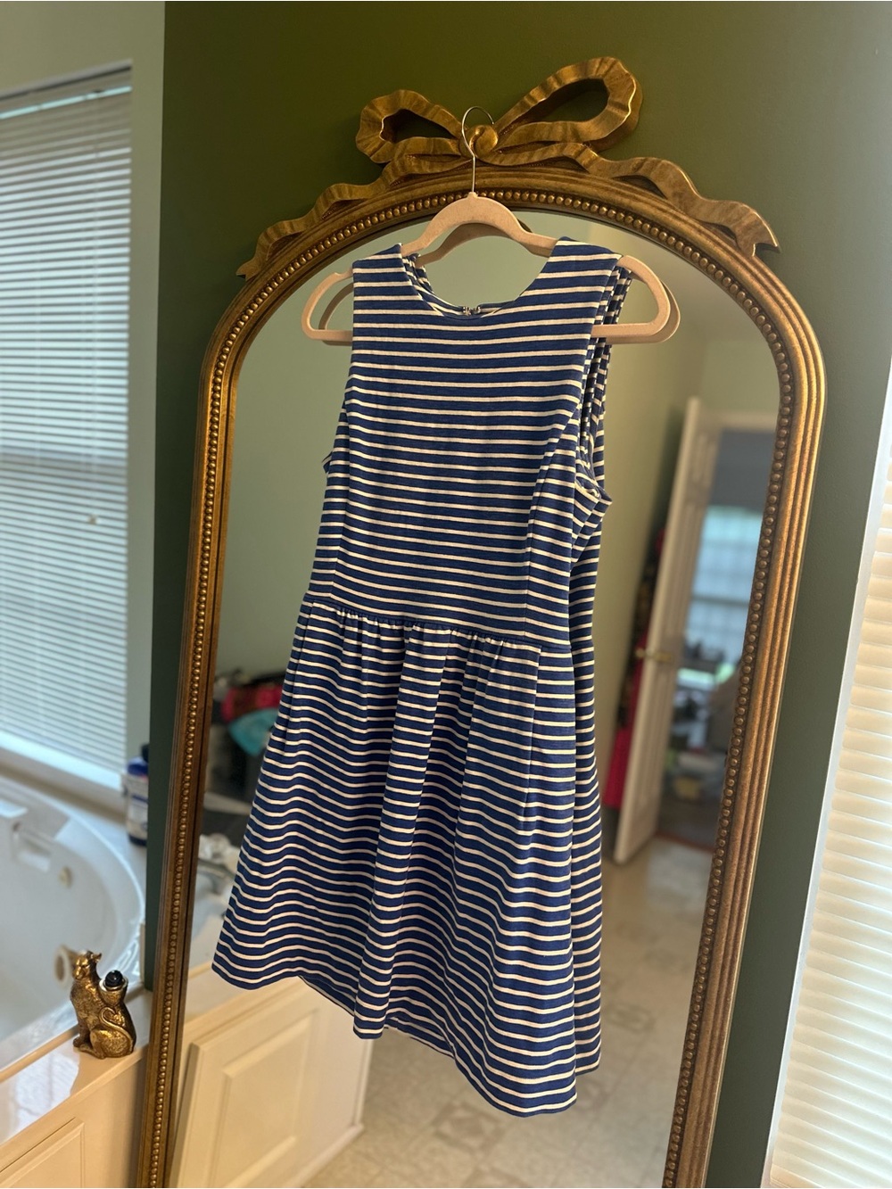 J. Crew Navy and White Striped Sleeveless Knit Dress